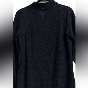 Scoop Black Rosette Long Sleeve Top Large